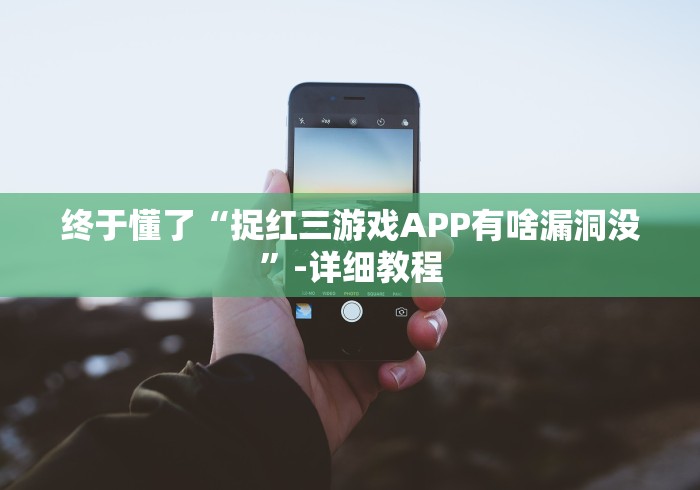 终于懂了“捉红三游戏APP有啥漏洞没”-详细教程