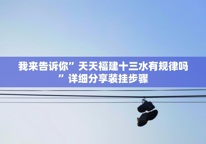 我来告诉你”天天福建十三水有规律吗”详细分享装挂步骤